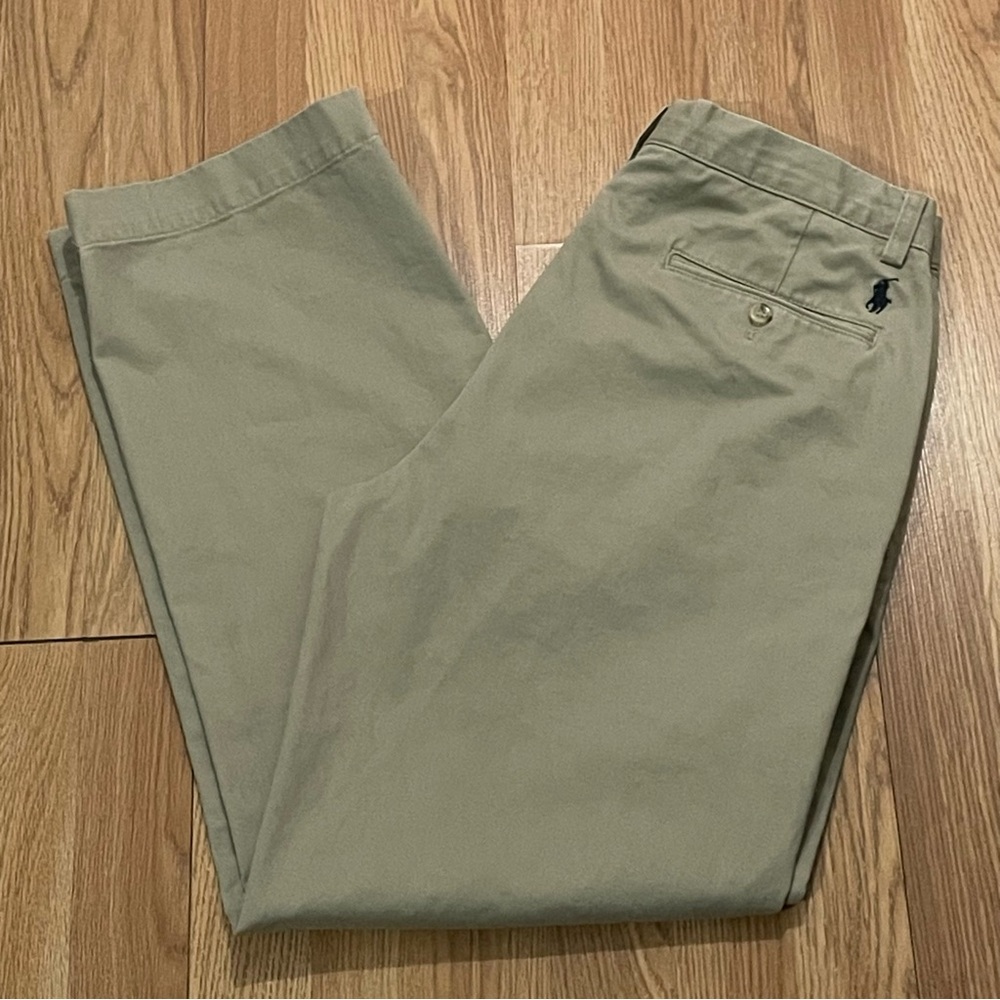 VTG Polo Ralph Lauren Mens 33x32 (33x30) Chino Preston Pants Beige Flat Front